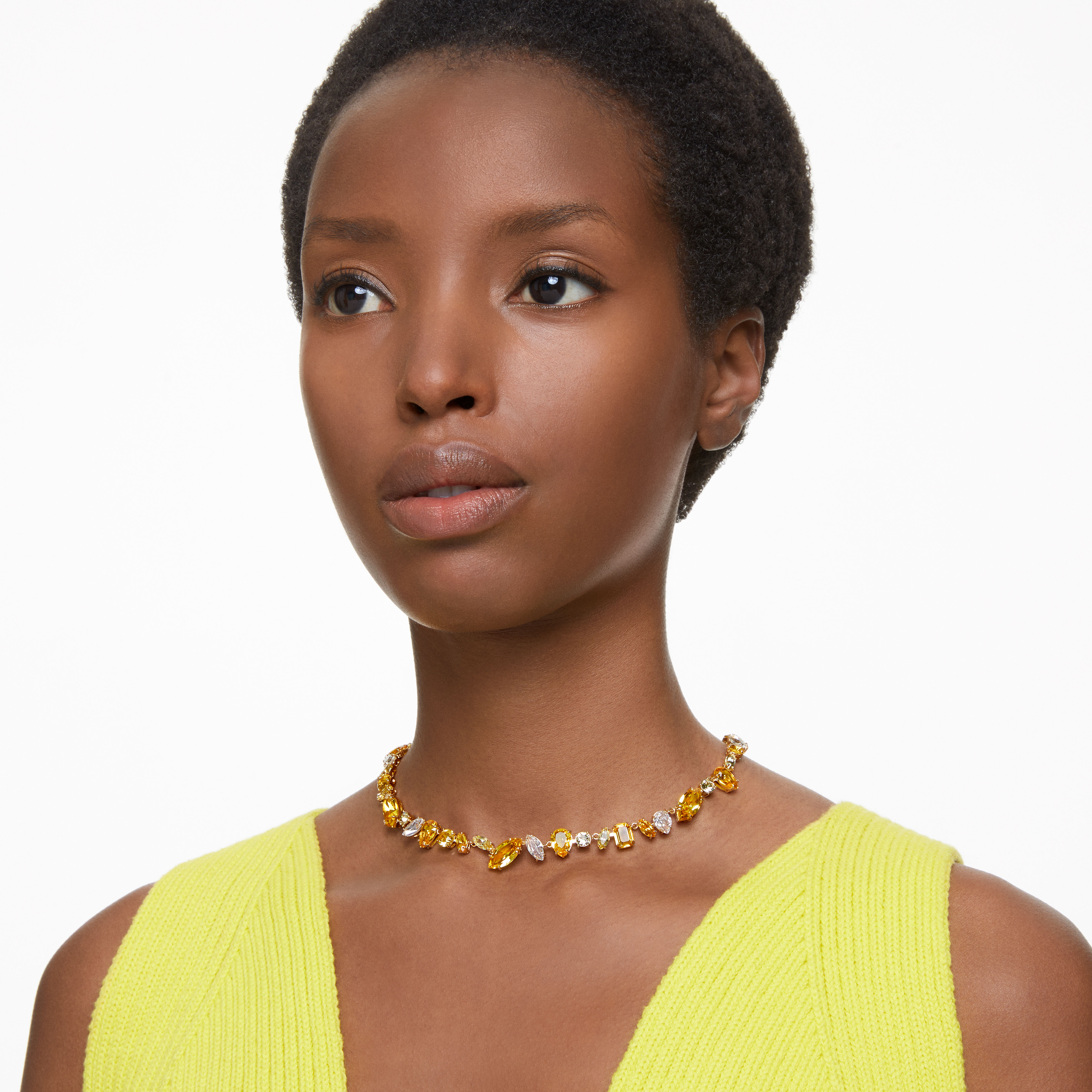 Buy Swarovski Gema necklace Mixed cuts Yellow Gold tone plated