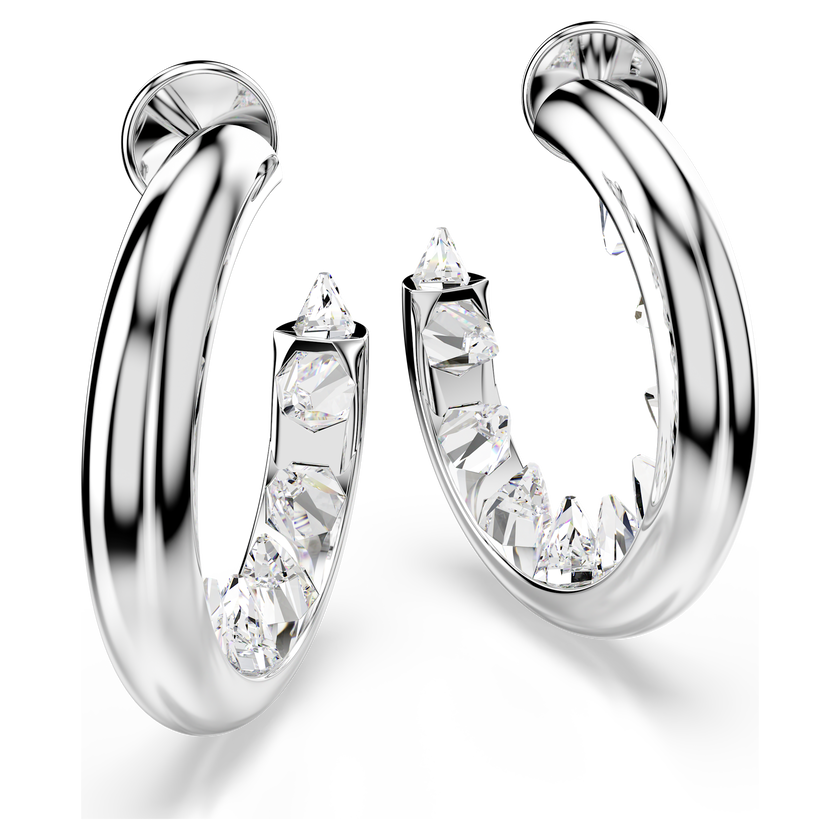 swarovski sublima hoop earrings  white  rhodium plated