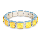 Orbita bracelet, Square cut crystal, Multicolored, Gold-tone plated