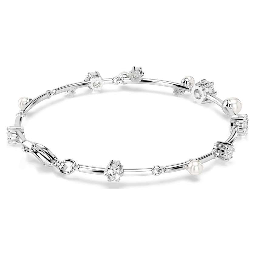 swarovski constella tennis bracelet  crystal pearl  round cuts  white  rhodium plated