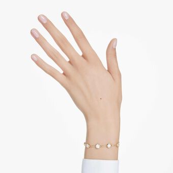 swarovski imber tennis bracelet  mixed round cuts  white  gold tone plated