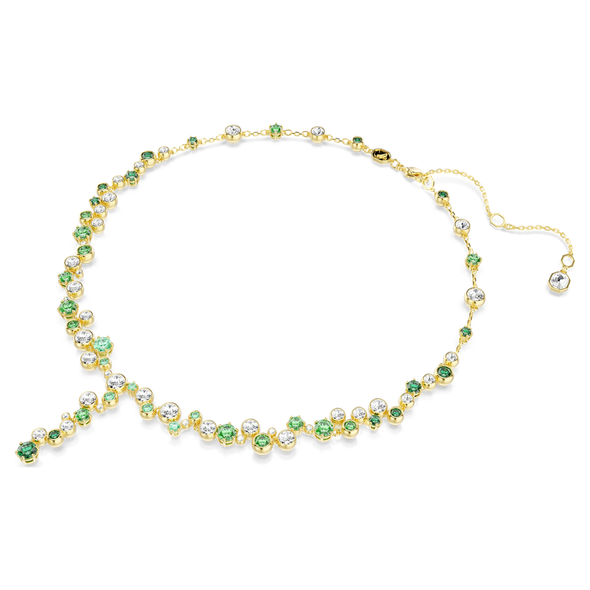 swarovski constella y necklace  mixed cuts  green  gold tone plated