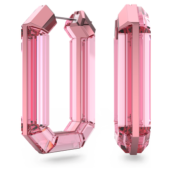 swarovski lucent hoop earrings  statement  octagon shape  pink