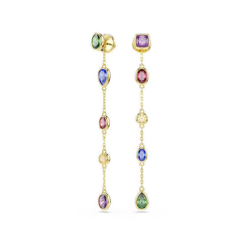 swarovski imber drop earrings  mixed cuts  multicolored  18k gold finish