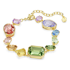 swarovski gema bracelet  mixed cuts  multicolored  gold tone plated