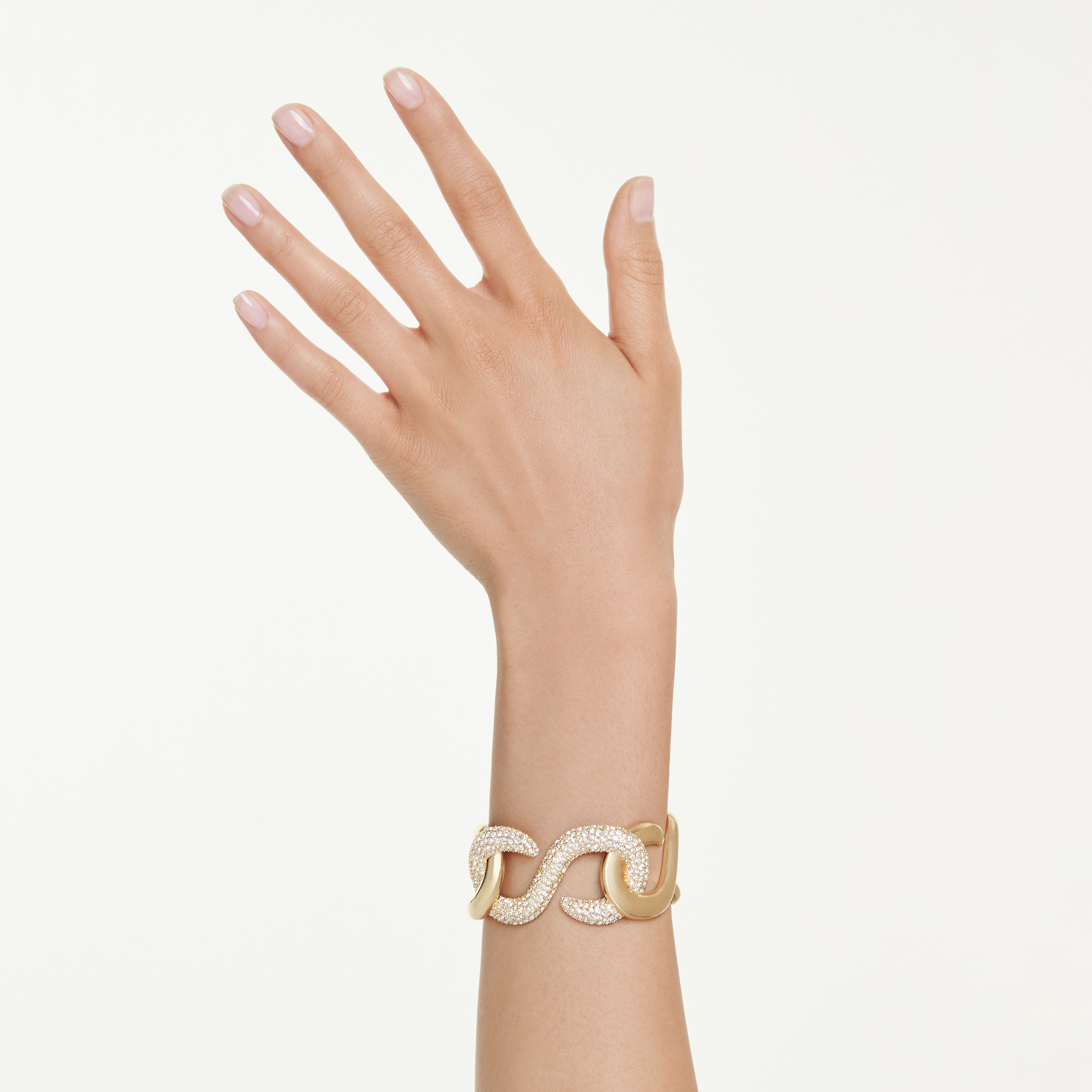 swarovski dextera cuff  round cut  white  gold tone plated