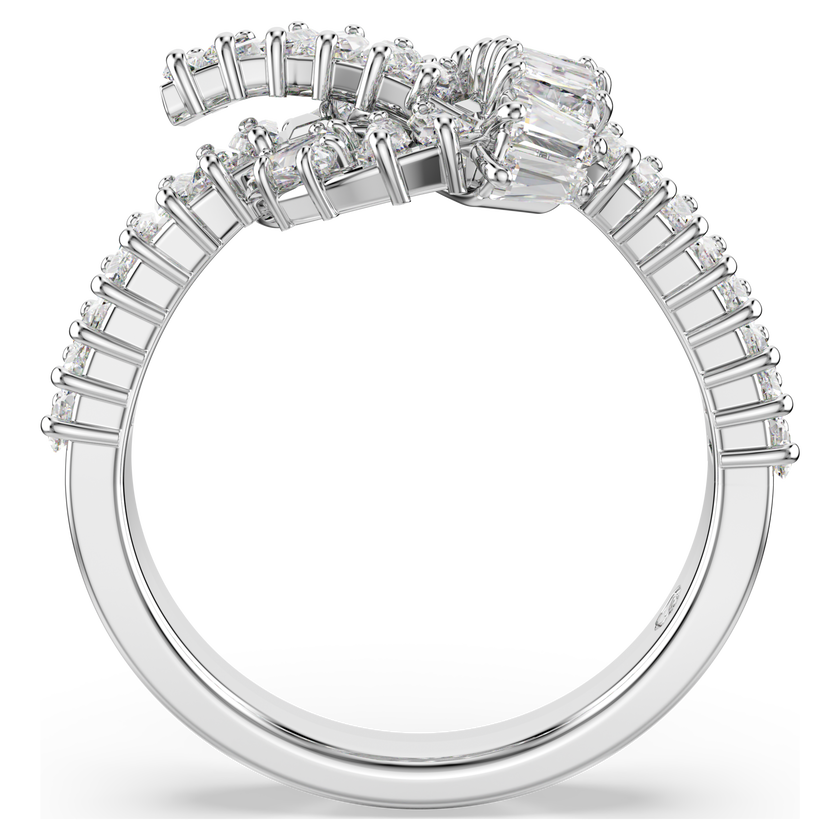 swarovski matrix ring  baguette cut  knot  white  rhodium plated