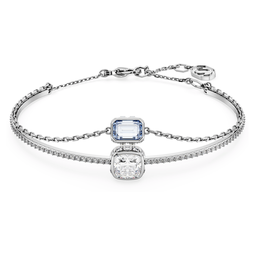 swarovski chroma bangle  mixed cuts  blue  rhodium plated