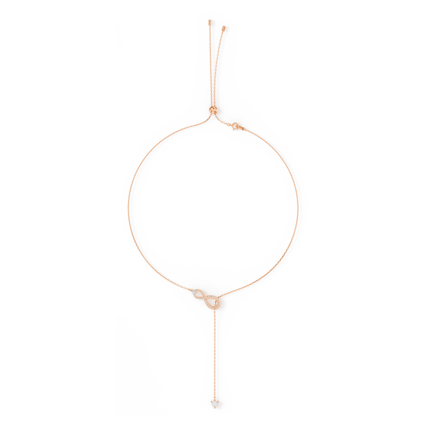 swarovski infinity y necklace  white  rose gold tone plated