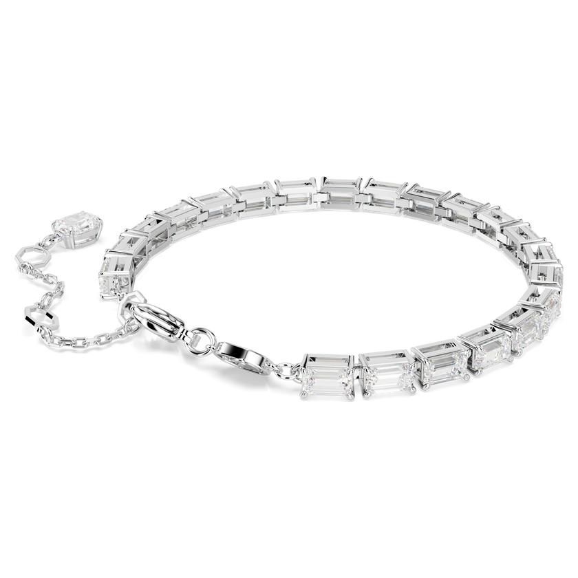 swarovski matrix tennis bracelet  baguette cut  white  rhodium plated