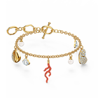 Shell Coral Bracelet, Red, Gold-tone plated