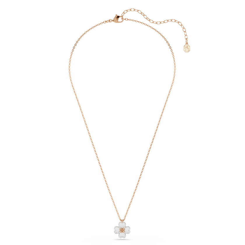 swarovski latisha pendant  pav   clover  multicolored  18k rose gold finish