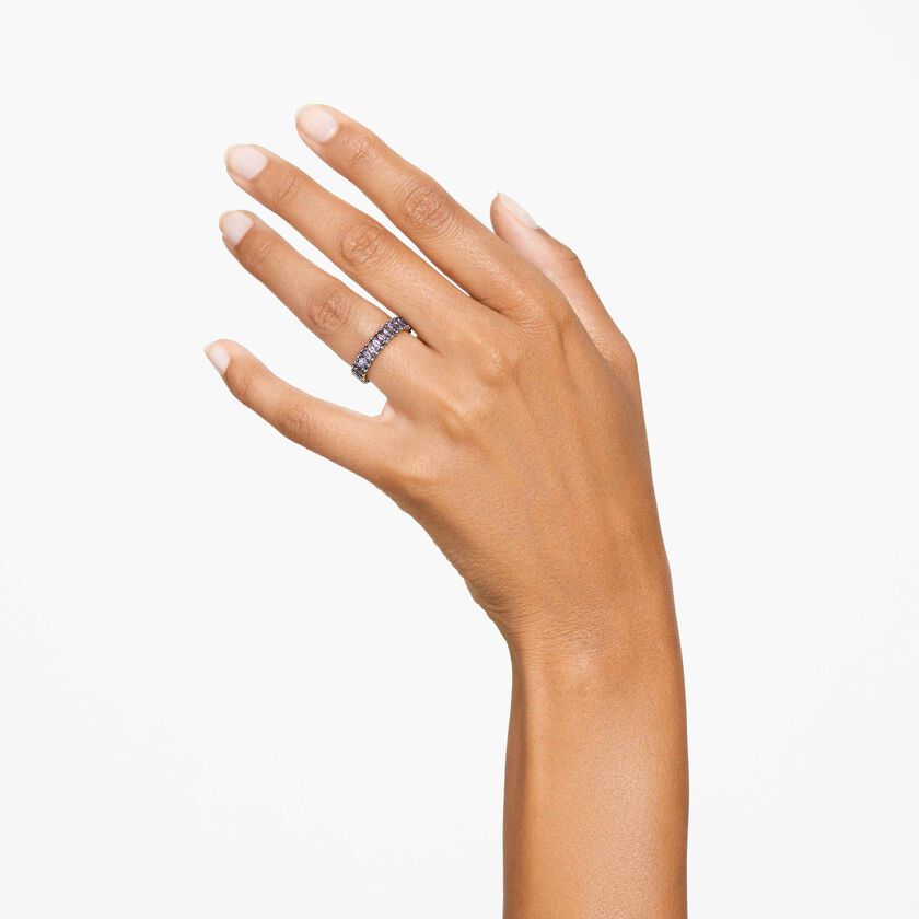 swarovski matrix ring  baguette cut  gray  ruthenium plated
