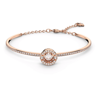 swarovski una bangle  round cut  white  rose gold tone plated