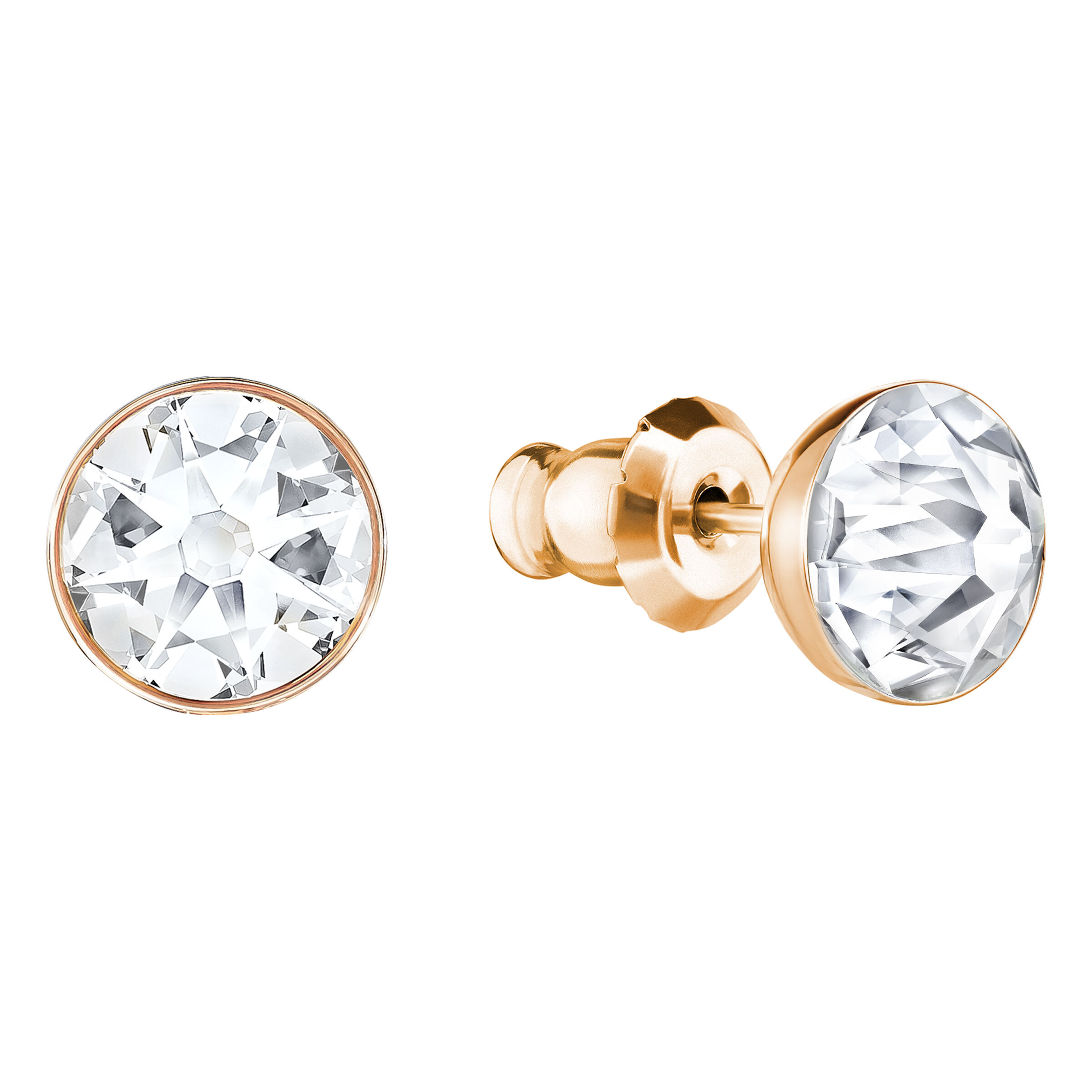 swarovski forward earring jackets  round cut  white  rose gold tone plated