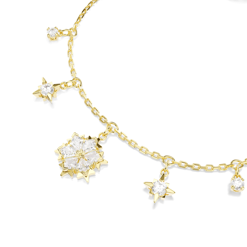 swarovski magic bracelet  mixed cuts  snowflake  white  18k gold finish