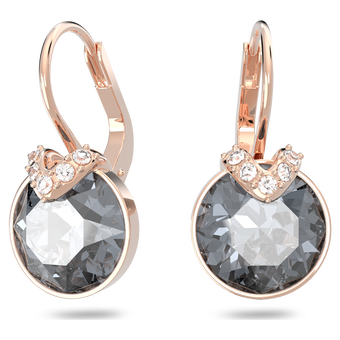 swarovski bella v drop earrings round cut gray rose gold tone plated
