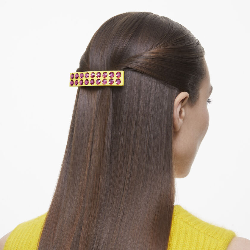 Chroma Hair clip, Pink, Gold-tone plated