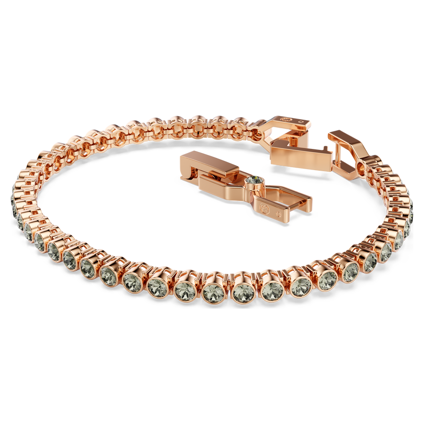 swarovski imber emily tennis bracelet  round cut  black  rose gold tone plated