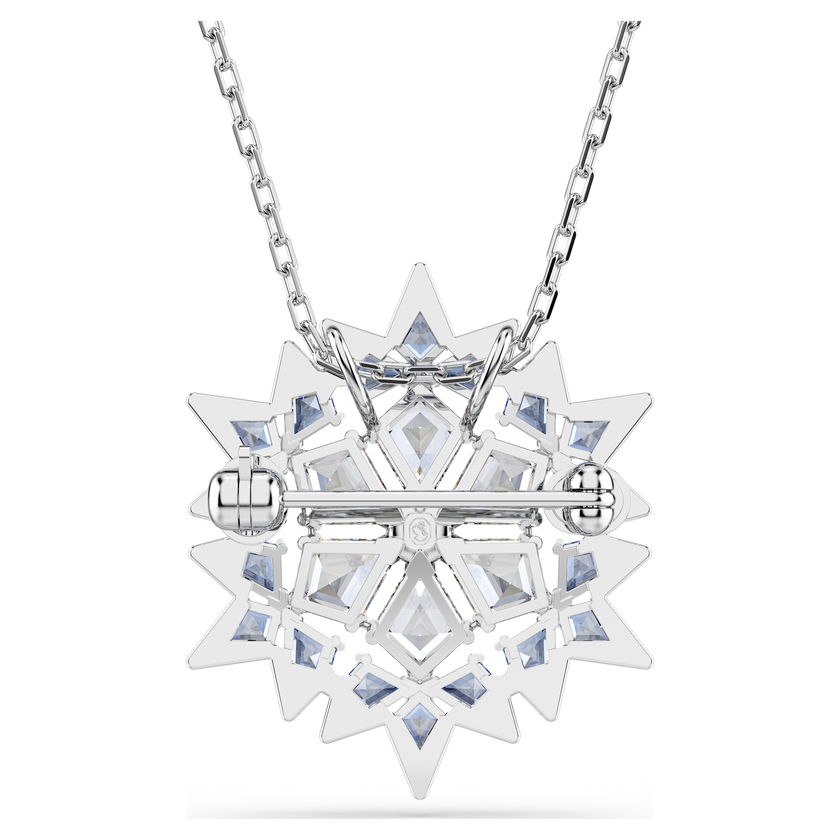swarovski magic pendant and brooch  snowflake  blue  rhodium plated
