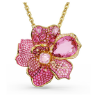 swarovski idyllia pendant and brooch pav flower pink gold tone plated