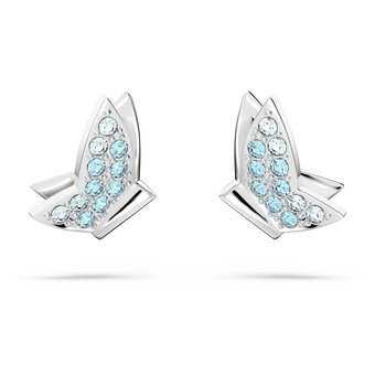 swarovski lilia stud earrings  butterfly  blue  rhodium plated