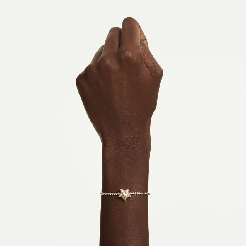 swarovski sublima bracelet  round cut  star  multicolored  18k gold finish
