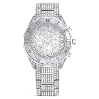 swarovski dextera lux watch swiss made metal bracelet silver tone stainless steel