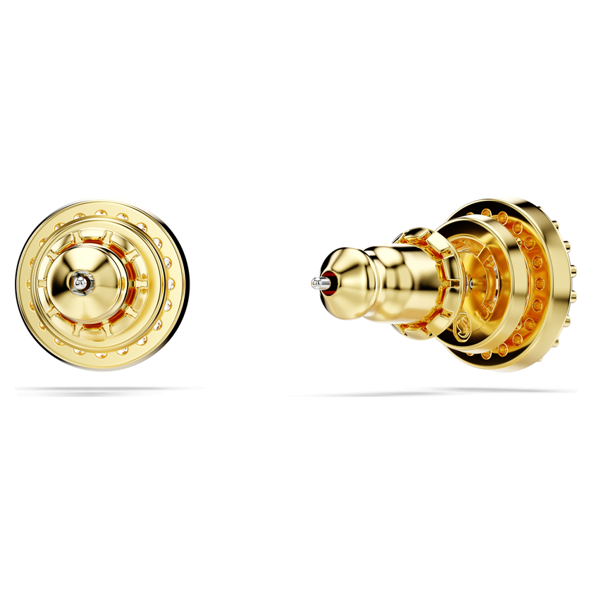 swarovski una stud earrings  round cut  gold tone  gold tone plated