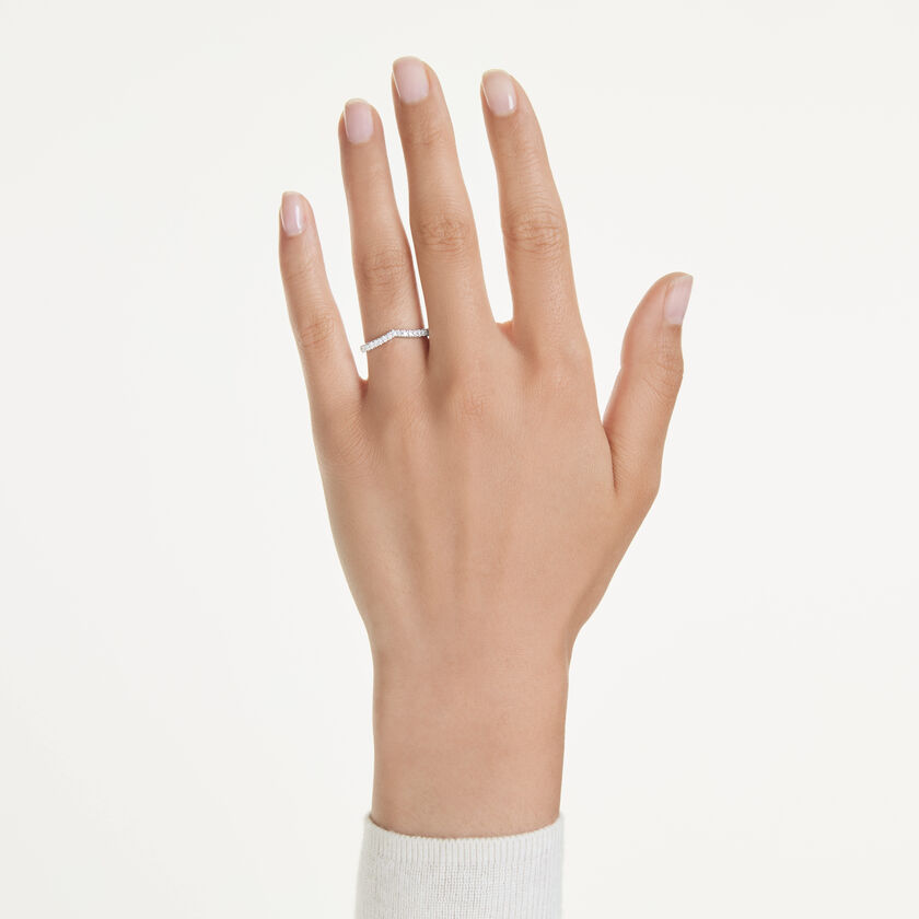swarovski eternity v band ring  lab grown diamonds 0 25 ct tw  round shape  18k white gold