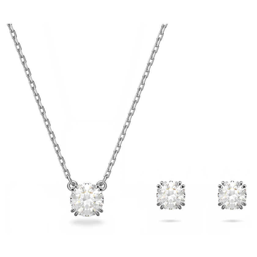 swarovski stilla set  round cut  white  rhodium plated