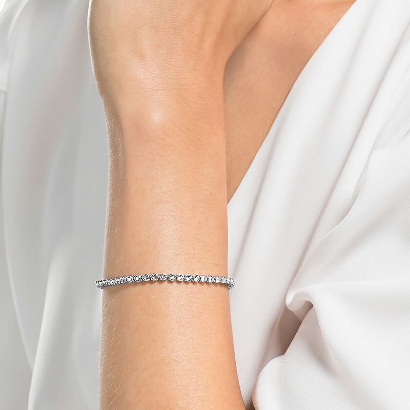 swarovski imber emily tennis bracelet  round cut  white  rhodium plated