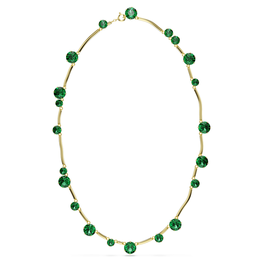 swarovski constella strand  mixed round cuts  green  gold tone plated