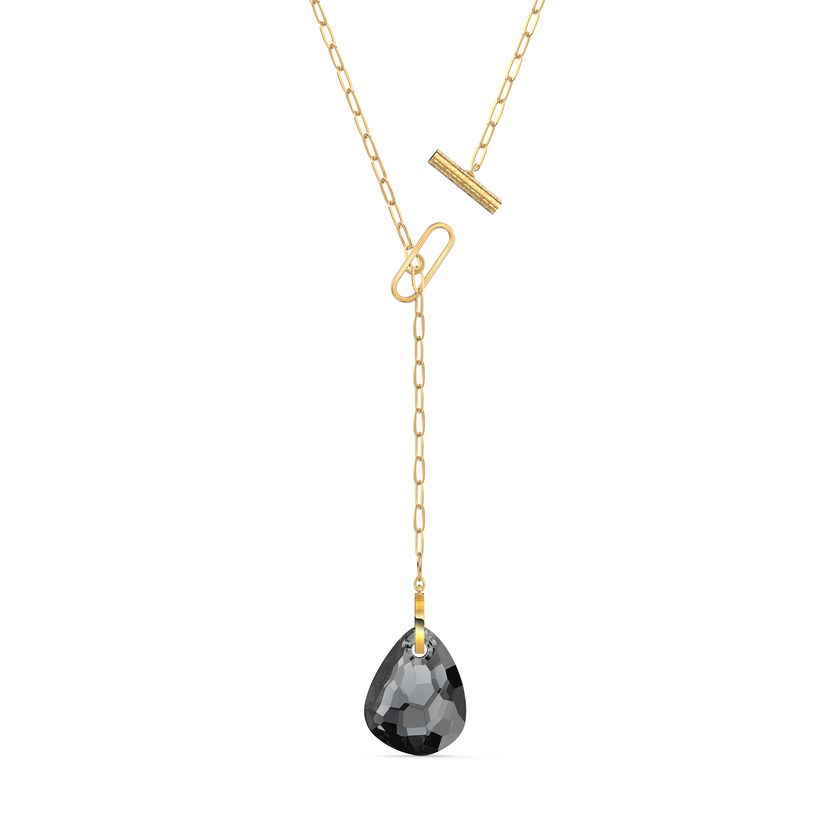 T Bar Y Necklace, Grey, Gold-tone plated