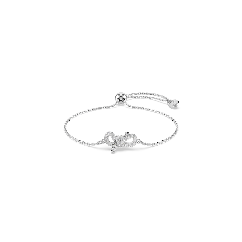 swarovski lifelong bracelet  pav   bow  white  rhodium plated