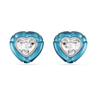swarovski dulcis clip earrings heart cut pav heart blue rhodium plated