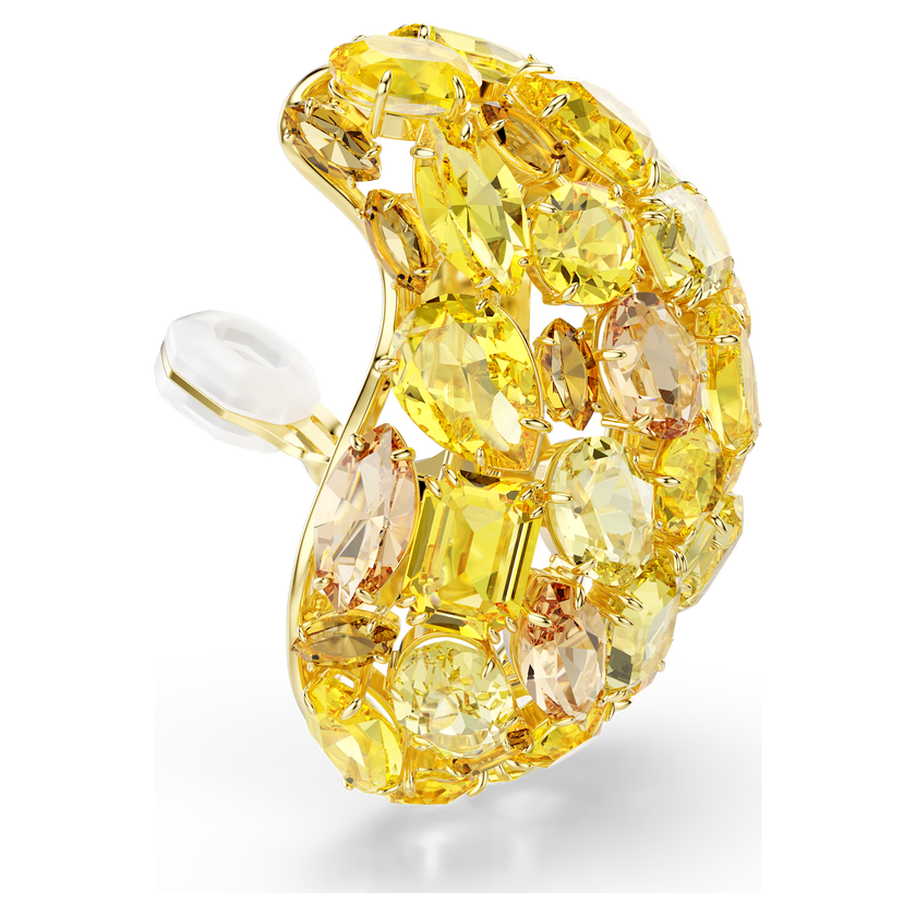swarovski gema clip earrings  yellow  gold tone plated
