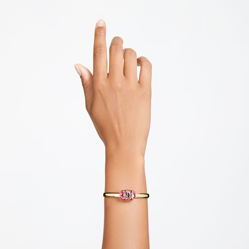 swarovski lucent bangle  magnetic closure  pink  gold tone plated