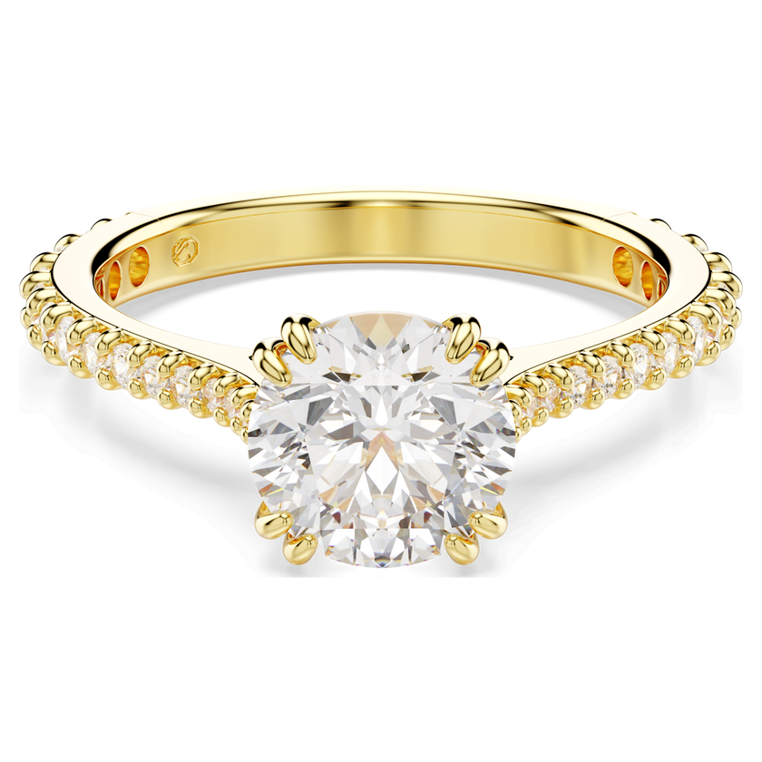 swarovski stilla ring  set  2   round cut  white  18k gold finish