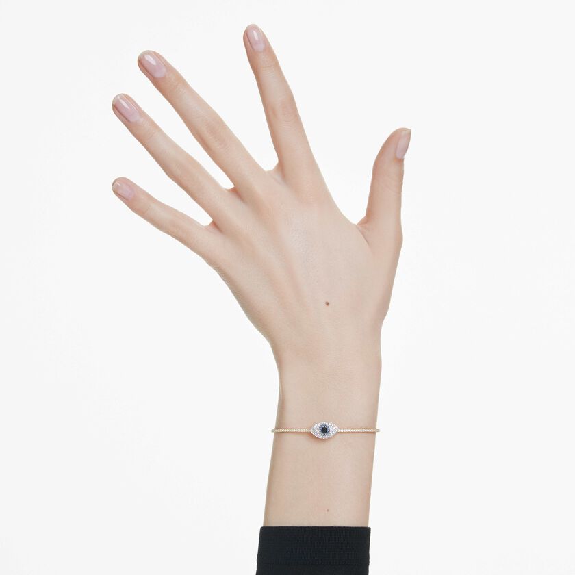 swarovski symbolica bangle  evil eye  blue  18k gold finish