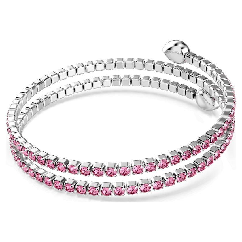 swarovski twisty cuff  mixed cuts  pink  rhodium plated