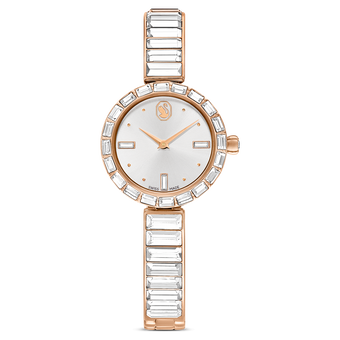 swarovski matrix bangle watch  swiss made  crystal bracelet  white  rose gold tone finish
