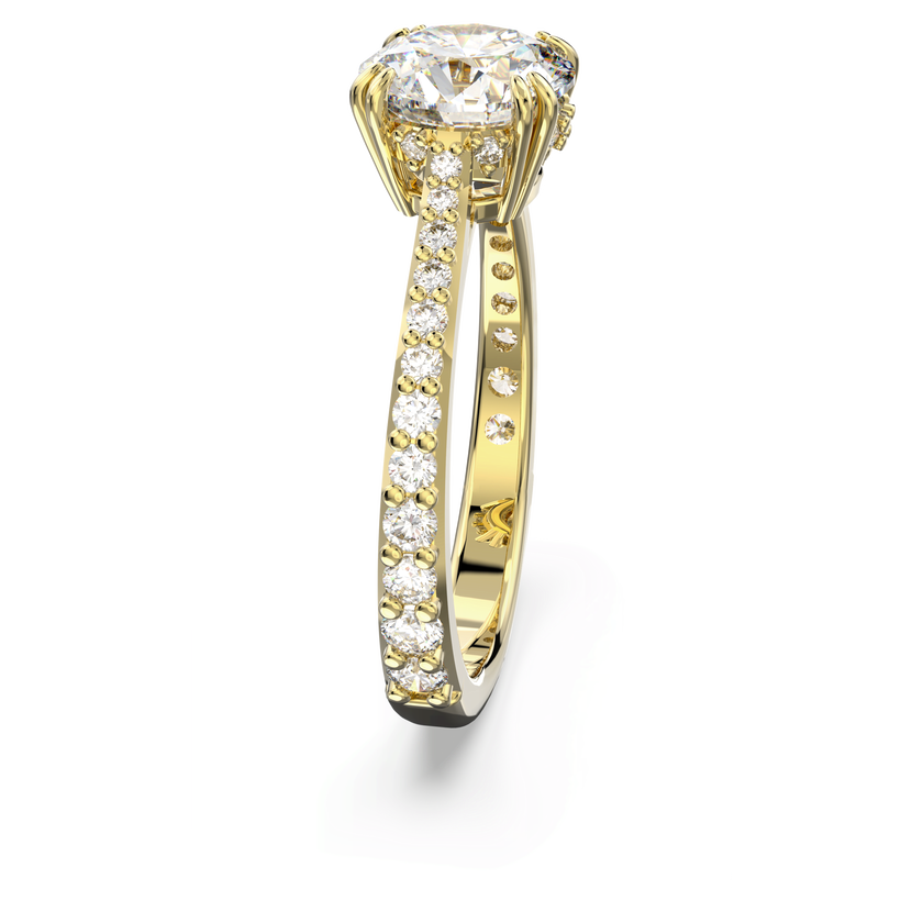 swarovski stilla cocktail ring  round cut  pav   white  18k gold finish