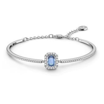 swarovski una bangle octagon cut pav blue rhodium plated