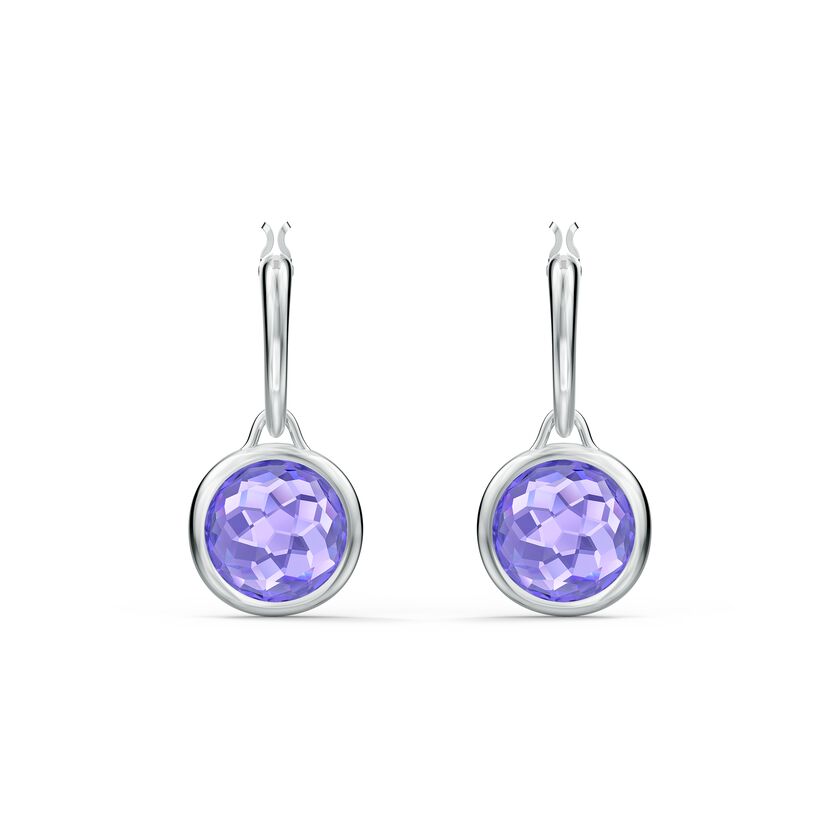 Tahlia Mini Hoop Pierced Earrings, Purple, Rhodium plated