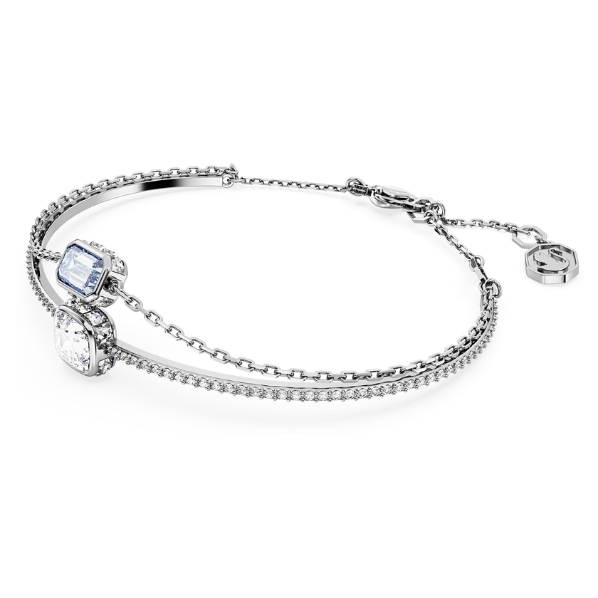 swarovski chroma bangle  mixed cuts  blue  rhodium plated