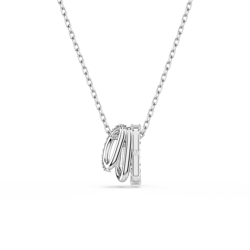 swarovski hyperbola pendant  round cut  white  rhodium plated