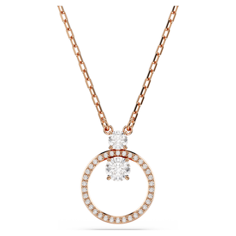 swarovski constella pendant  pav   round cut  white  18k rose gold finish