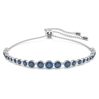 swarovski emily bracelet  mixed round cuts  blue  rhodium plated
