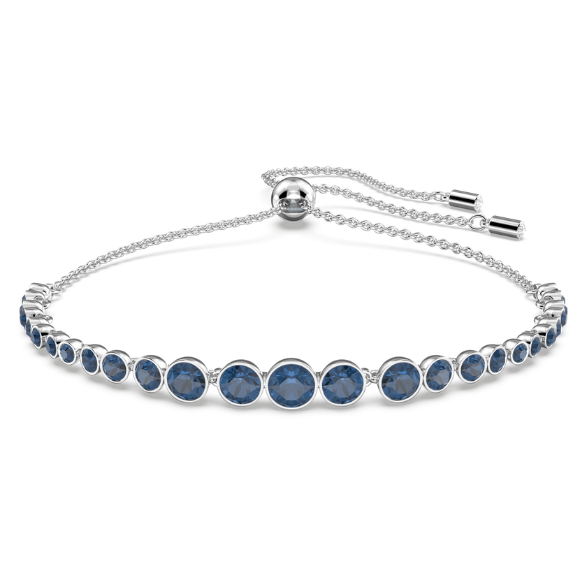swarovski emily bracelet  mixed round cuts  blue  rhodium plated